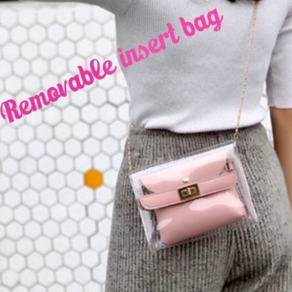 Charlie💋s Handbags - ✨HP✨CLEAR CROSSBODY WITH PINK TRIM AND INSERT